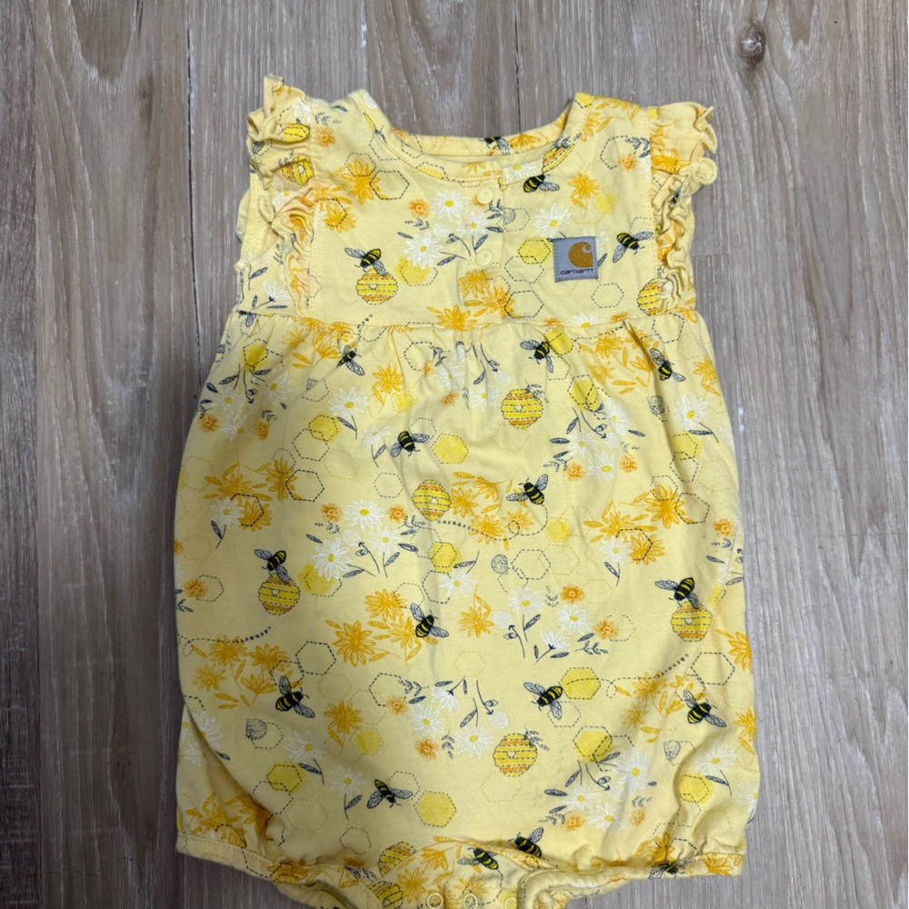 Carhartt Yellow Baby Romper with Bee Print